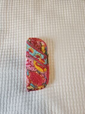 Colorful Floral Quilted Eyeglass Case in Pink and Turquoise